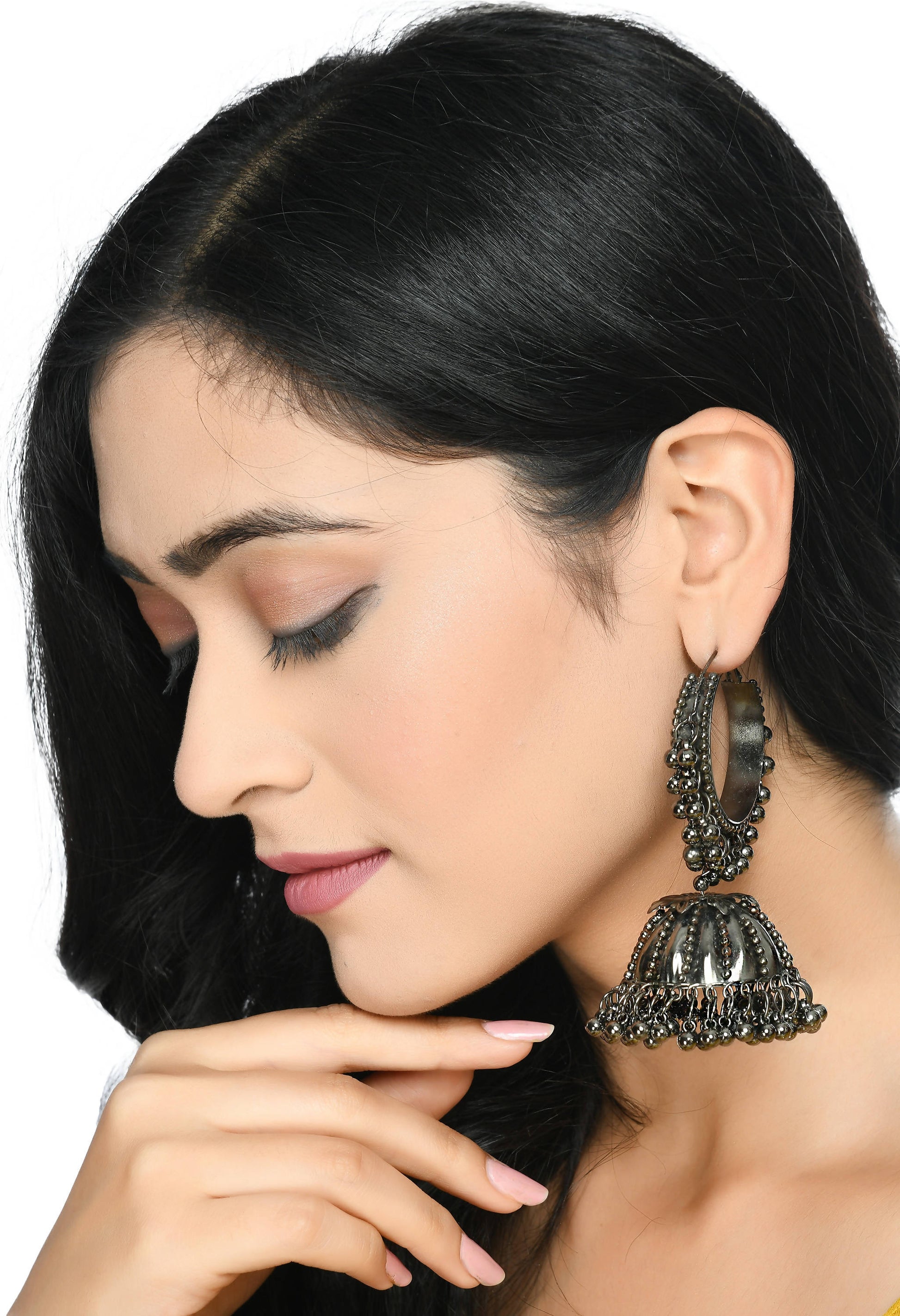 Mominos Fashion Johar Kamal Oxidised Black-Plated With Ghungroo Jhumkas - Grab2buy