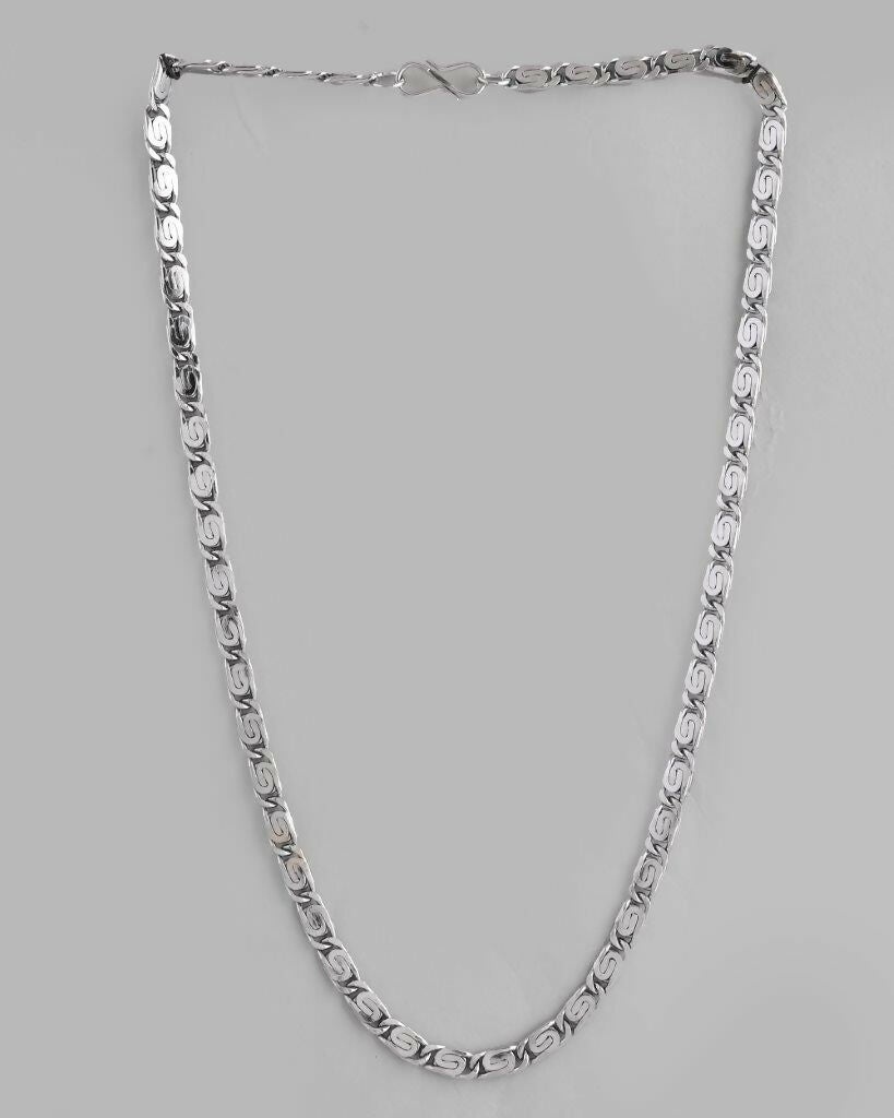 VOJ Men Silver Plated Stainless Steel Chain 