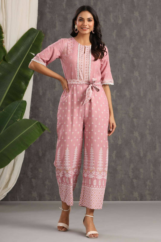Juniper Women Onionpink Rayon Printed Straight Jumpsuit - Grab2buy