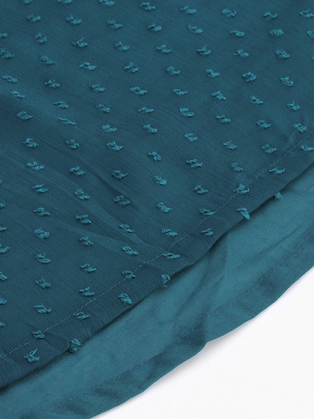 Janasya Women Teal Dobby Weave Kurta