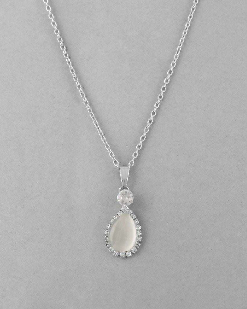 VOJ Silver Plated White Stone With AD Stone Studded Chain Set - Grab2buy