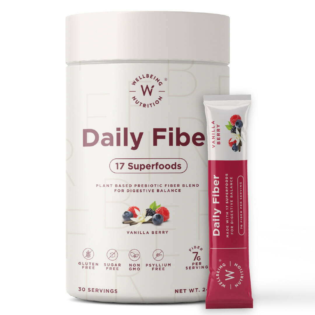 Wellbeing Nutrition Daily Fiber Powder-Vanilla Berry Flavor  Grab2Buy Wellbeing Nutrition Grab2Buy