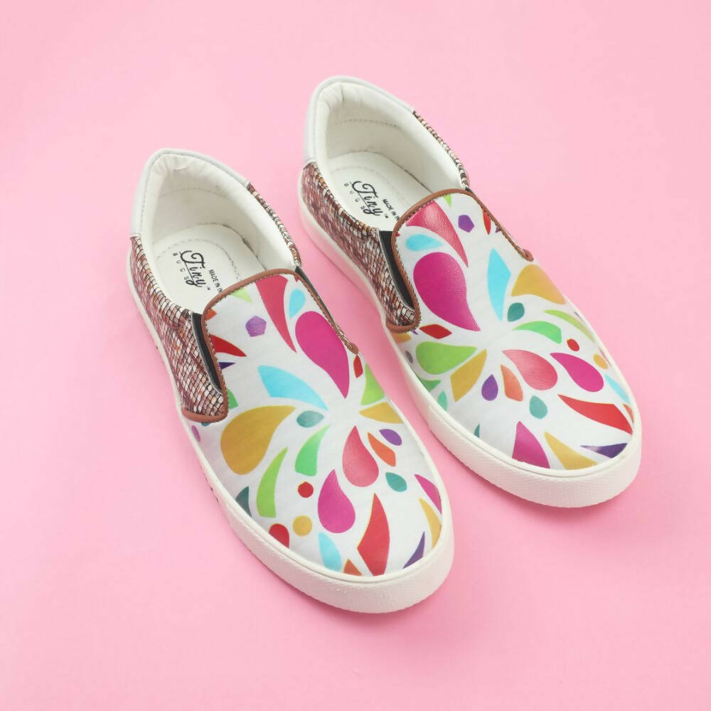 Tiny Bugs Girls Multi Printed Slip Ons Sneakers - White  Grab2Buy Tiny Bugs Grab2Buy