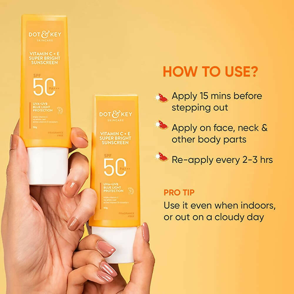 Dot & Key Vitamin C + E Super Bright Sunscreen SPF 50+++ - Grab2buy