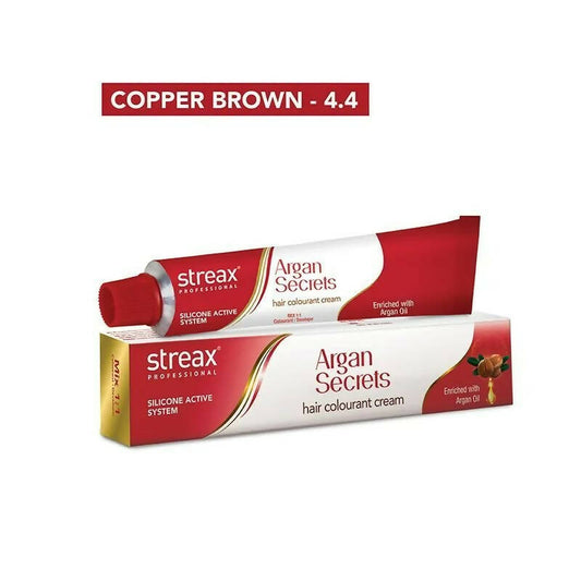 Streax Professional Argan Secrets Hair Colourant Cream - Copper Brown 4.4 - Grab2buy