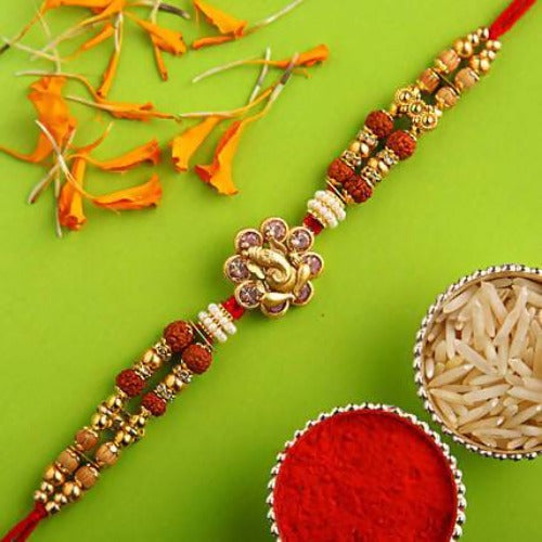 Ethnic Ganesha Rakhi and Cashew Jar