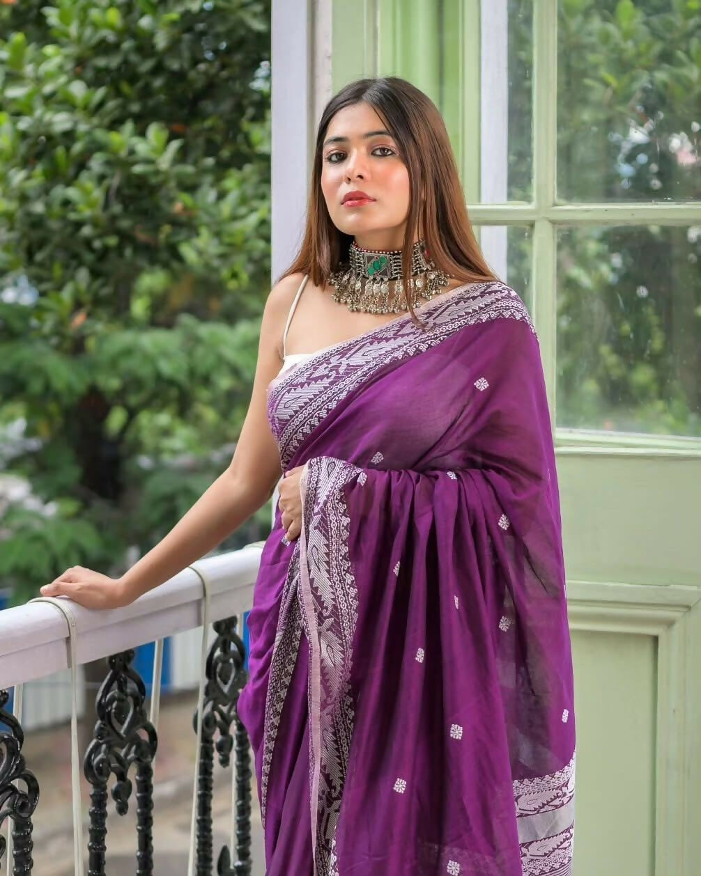 Exclusive Collection Purple Most Trending Beautiful Pure Cotton Handloom Grab2Buy 