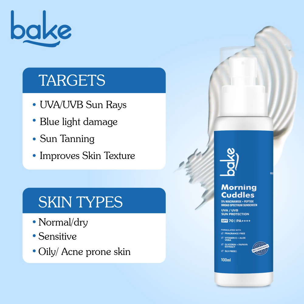 Bake Morning Cuddles 5% Niacinamide Sunscreen SPF 70  Grab2Buy Bake Grab2Buy
