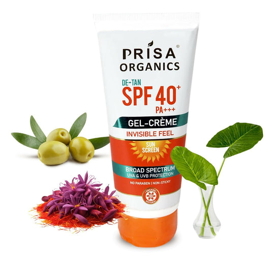 Prisa Organics De-Tan Sun Screen SPF 40 PA+++ Invisible Feel Gel Cream