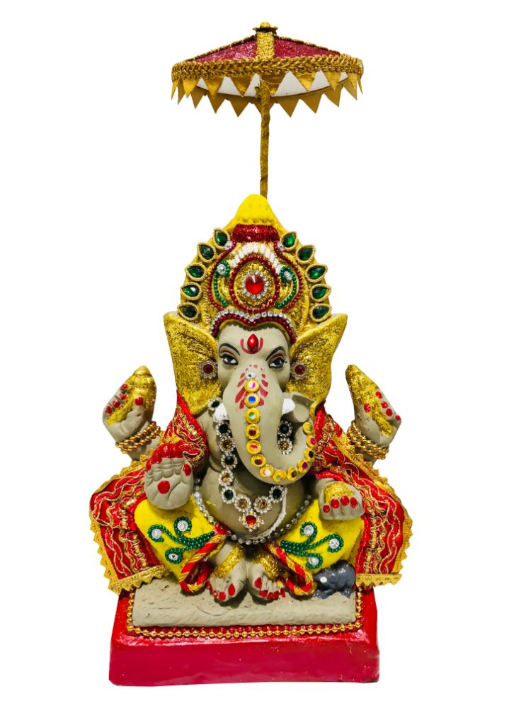 Eco-Friendly Ganesh Idols (Non-Toxic Colors) With Chatri, Kumkum & Akshat - Limited Time Offer | Swadesiicart