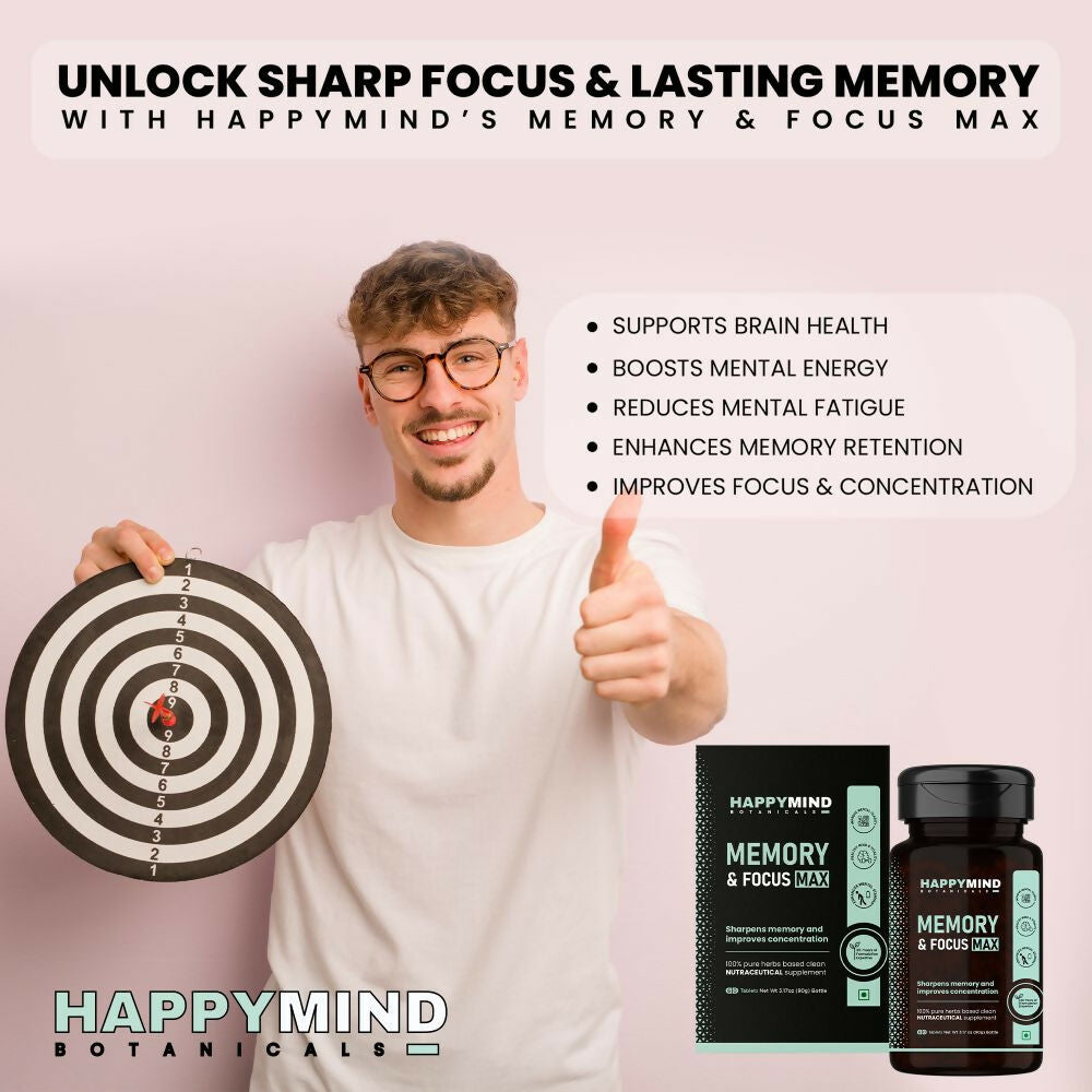 HappyMind Botanicals Memory & Focus Max Veg Tablets 