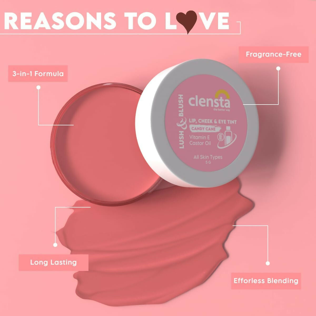 Clensta Lip Cheek Tint - Candy Cane - Grab2buy