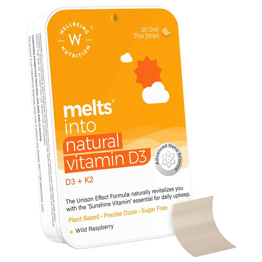 Wellbeing Nutrition Melts Natural Vitamin D3+K2 (MK-7) Oral Strips-Wild Raspberry Flavor  Grab2Buy Wellbeing Nutrition Grab2Buy
