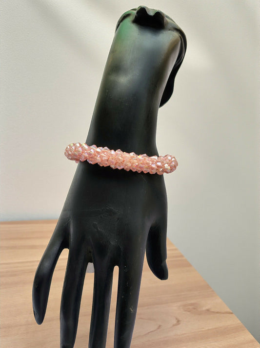 Inhanns Unisex Crystal Bloom – Adjustable Crystal Bead Bracelets - Baby Pink
