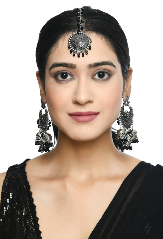 Mominos Fashion Johar Kamal Jhumkas With Maang Tikka Earrings - Grab2buy
