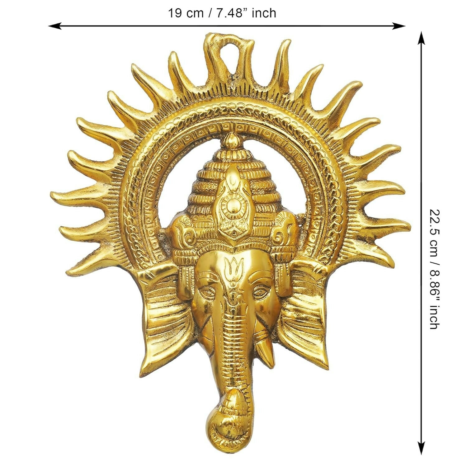 eCraftIndia Golden Lord Ganesha With Sun Decorative Metal Wall Hanging - Grab2buy