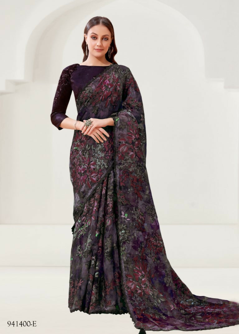Gajari Brasso Cut Daana And Handwork Saree - Norita Nirali