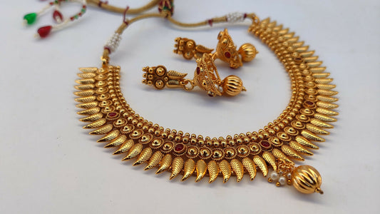 Metallic Necklace Set Pink Agate stones - Grab2buy