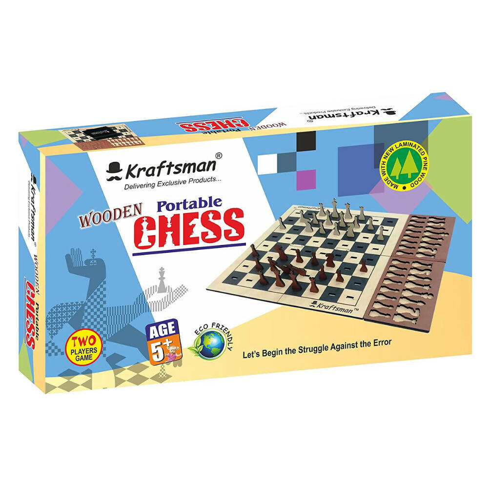 Kraftsman Wooden Portable Chess Board Game Set for Kids and Adults of All Age Groups  Grab2Buy Kraftsman Grab2Buy