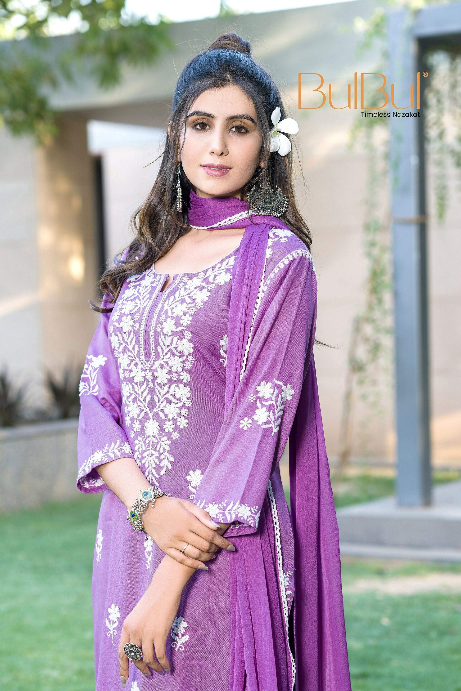 BulBul Meher Purple Rayon Kurta Set with Dupatta 