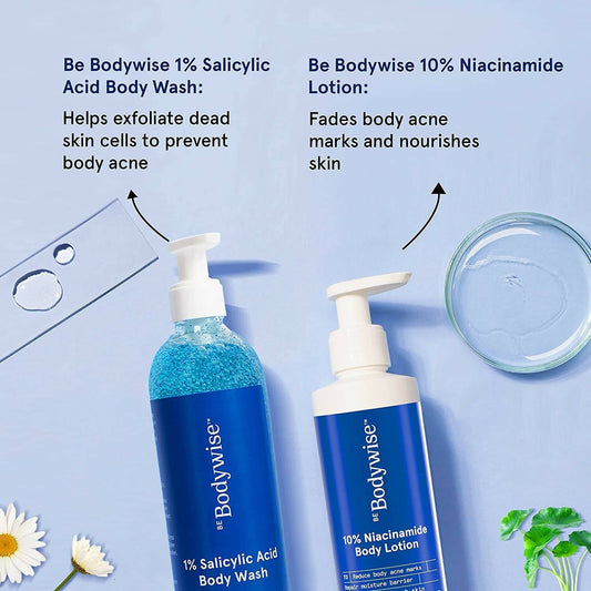 BeBodywise 1% Salicylic Acid Body Wash and 10% Niacinamide Body Lotion - Grab2buy