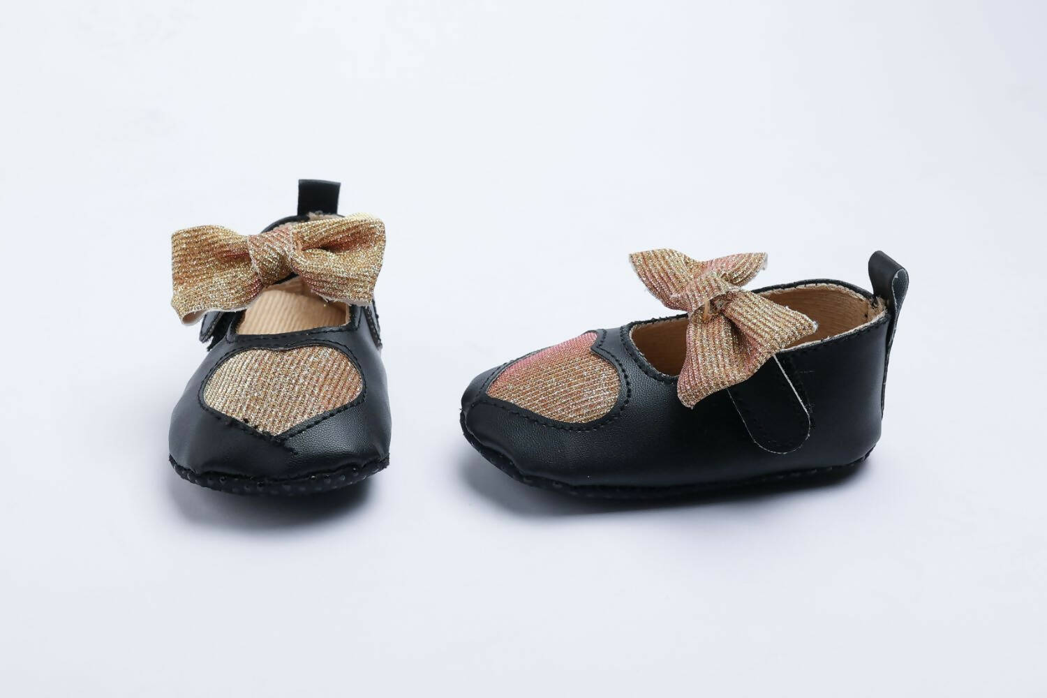 Tiny Bugs Girls Heart Bow Detailing Booties - Black & Gold  Grab2Buy Tiny Bugs Grab2Buy