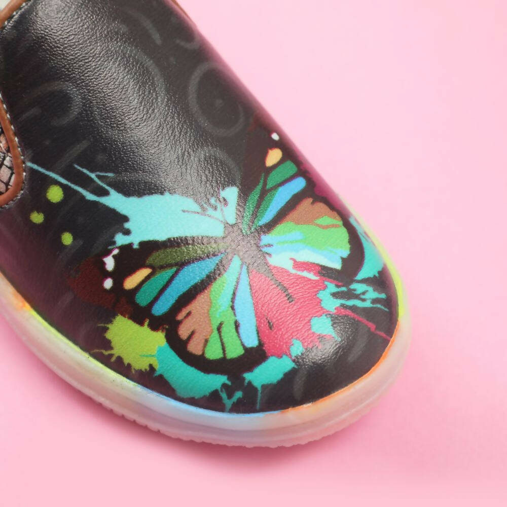 Tiny Bugs Unisex Butterfly Printed Slip Ons Sneakers - Black  Grab2Buy Tiny Bugs Grab2Buy