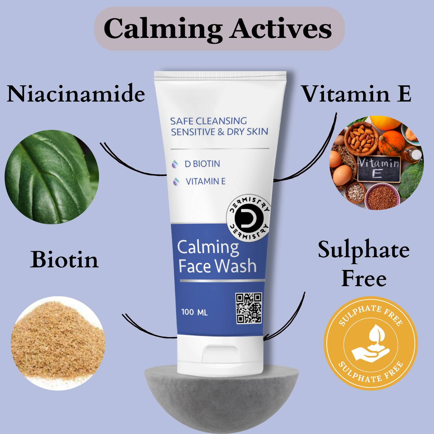Dermistry Dry & Sensitive Skin Body Milk Lotion & Calming Face Wash 