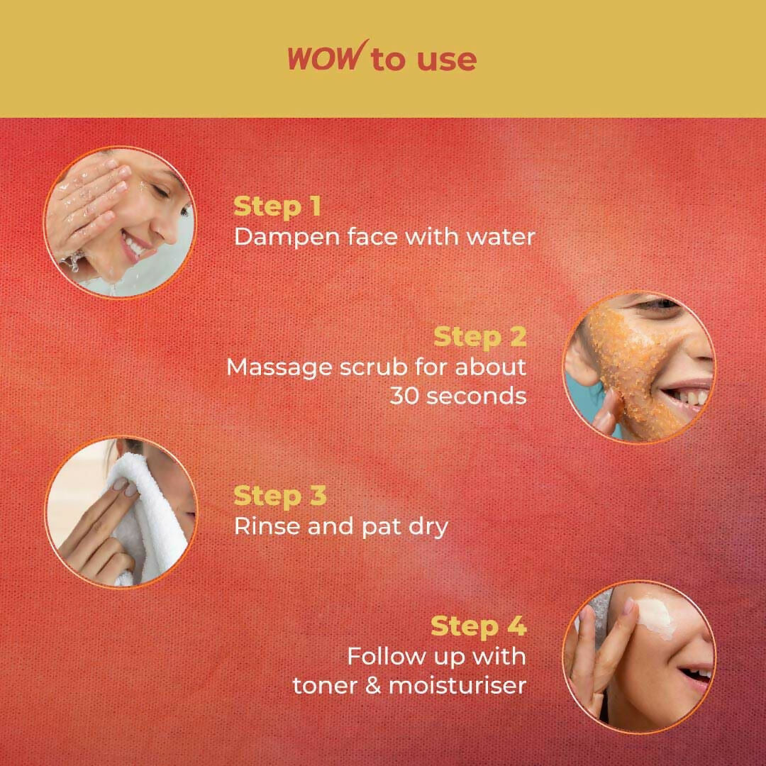 WOW Skin Science Papaya and Hyaluronic Acid Hydrating Face Scrub for Gently Exfoliates, Unclogs Pores 