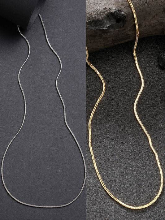 NVR Women's Set of 2 Silver & Gold Rhodium-Plated Minimal Chain 