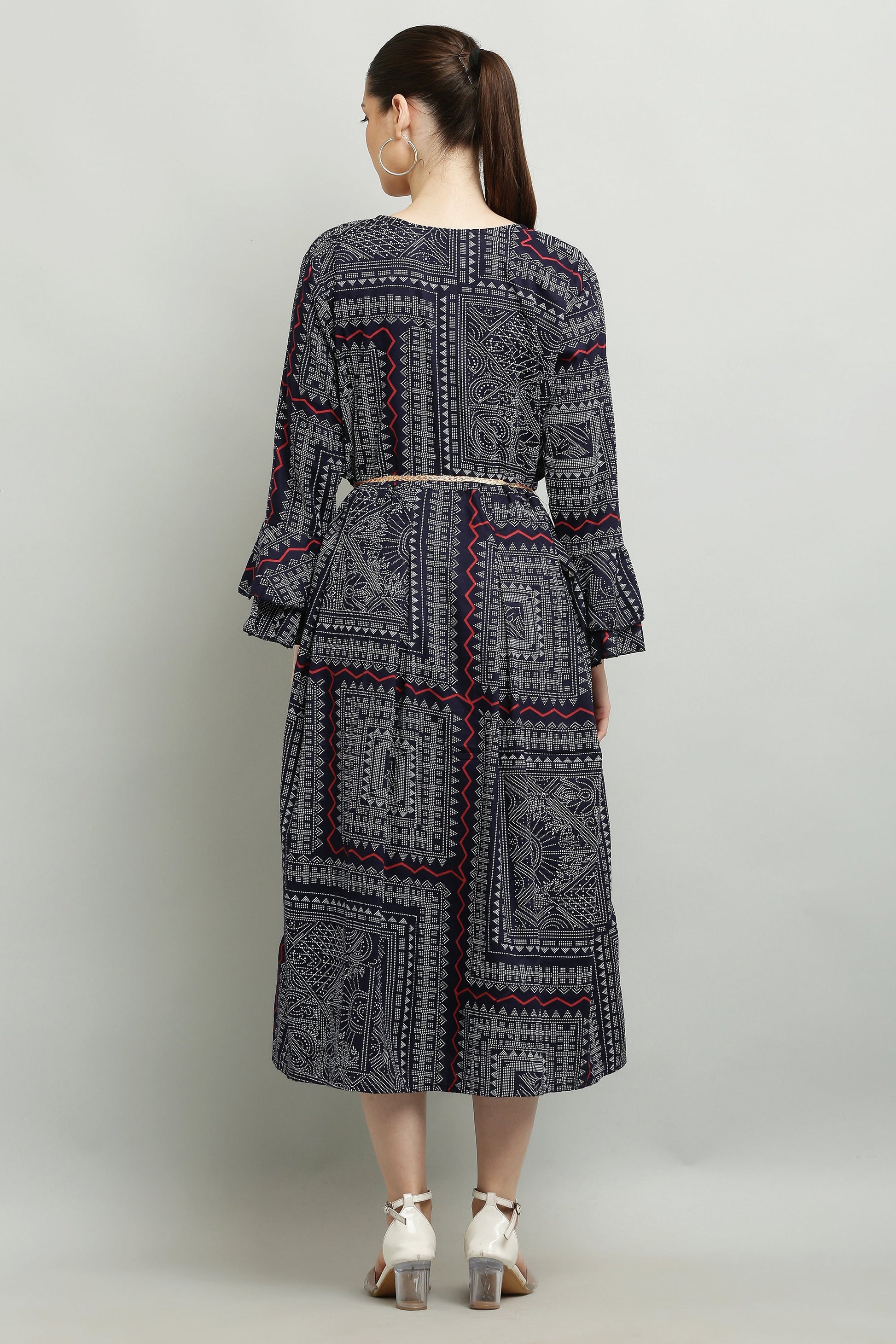 PAVONINE Navy Blue Color White Printed Kurta For Women