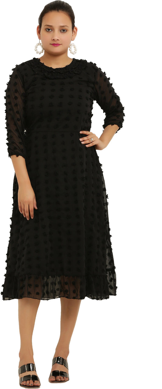 PAVONINE Buta-Design Black Dress For Girls & Women
