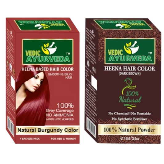 VedicAyurvedas No Ammonia Burgundy & Natural Henna Dark Brown Hair Color  Grab2Buy VedicAyurveda Grab2Buy