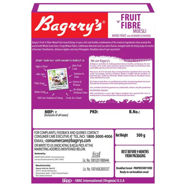 Bagrry's Fruit 'n Fibre Muesli with Mixed Fruit 