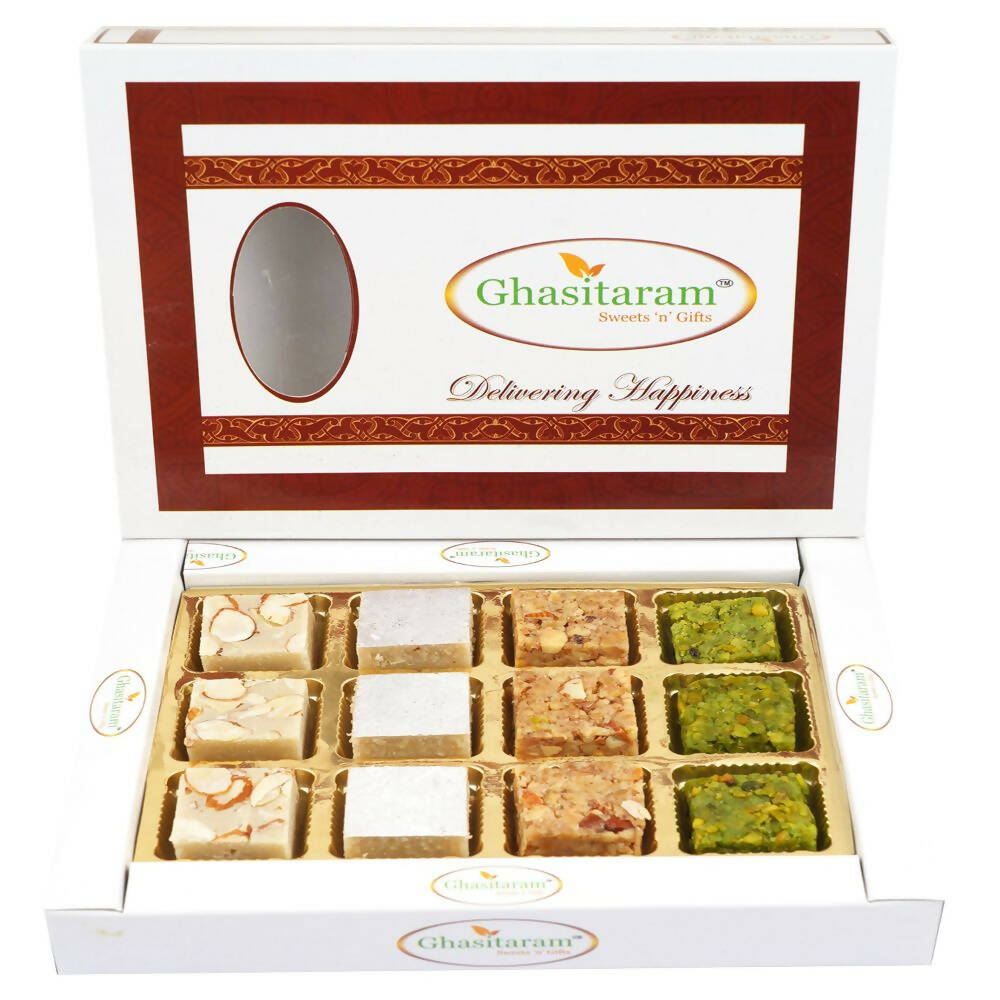 Ghasitaram Assortment of Pure Kaju Badam Pista & Walnut Barfis 