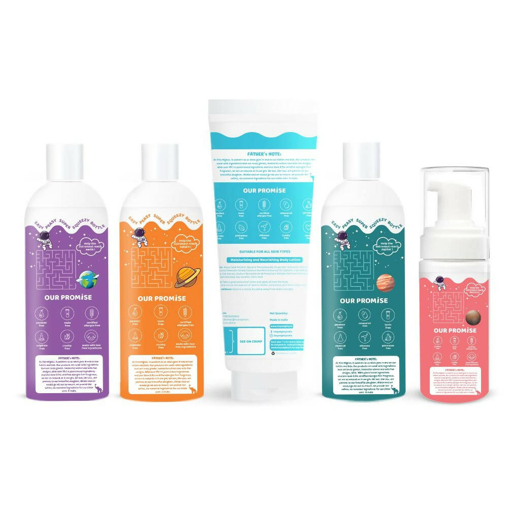 Tiny Mighty Kids Body Wash, Body Foam Wash, Body Lotion, Shampoo & Hair Oil Combo  Grab2Buy Tiny Mighty Grab2Buy