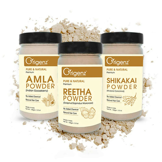 Origenz Premium Amla, Reetha, Shikakai Powder Combo For Hair Mask, Cleanser - Grab2buy