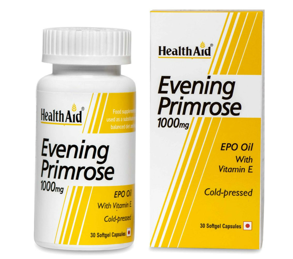 HealthAid Evening Primrose Oil 1000 mg With Vitamin E Softgel Capsules - Grab2buy