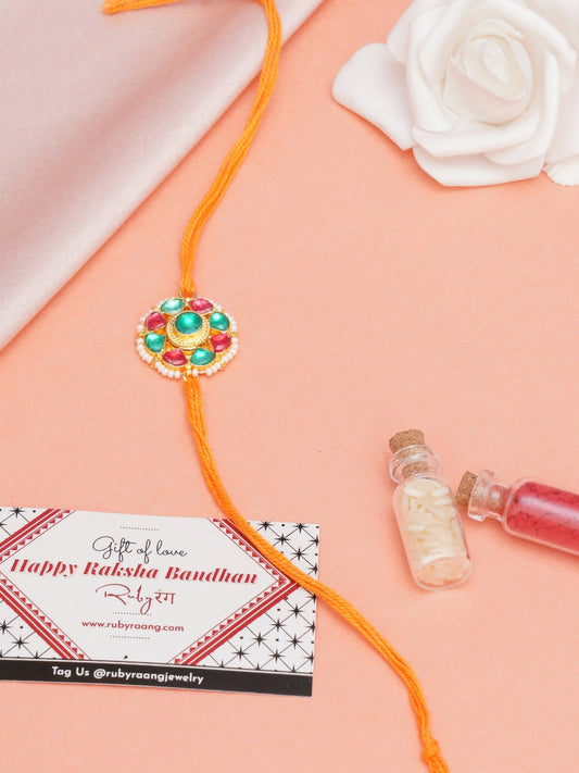 Designer kundan Rakhi - Ruby Raang