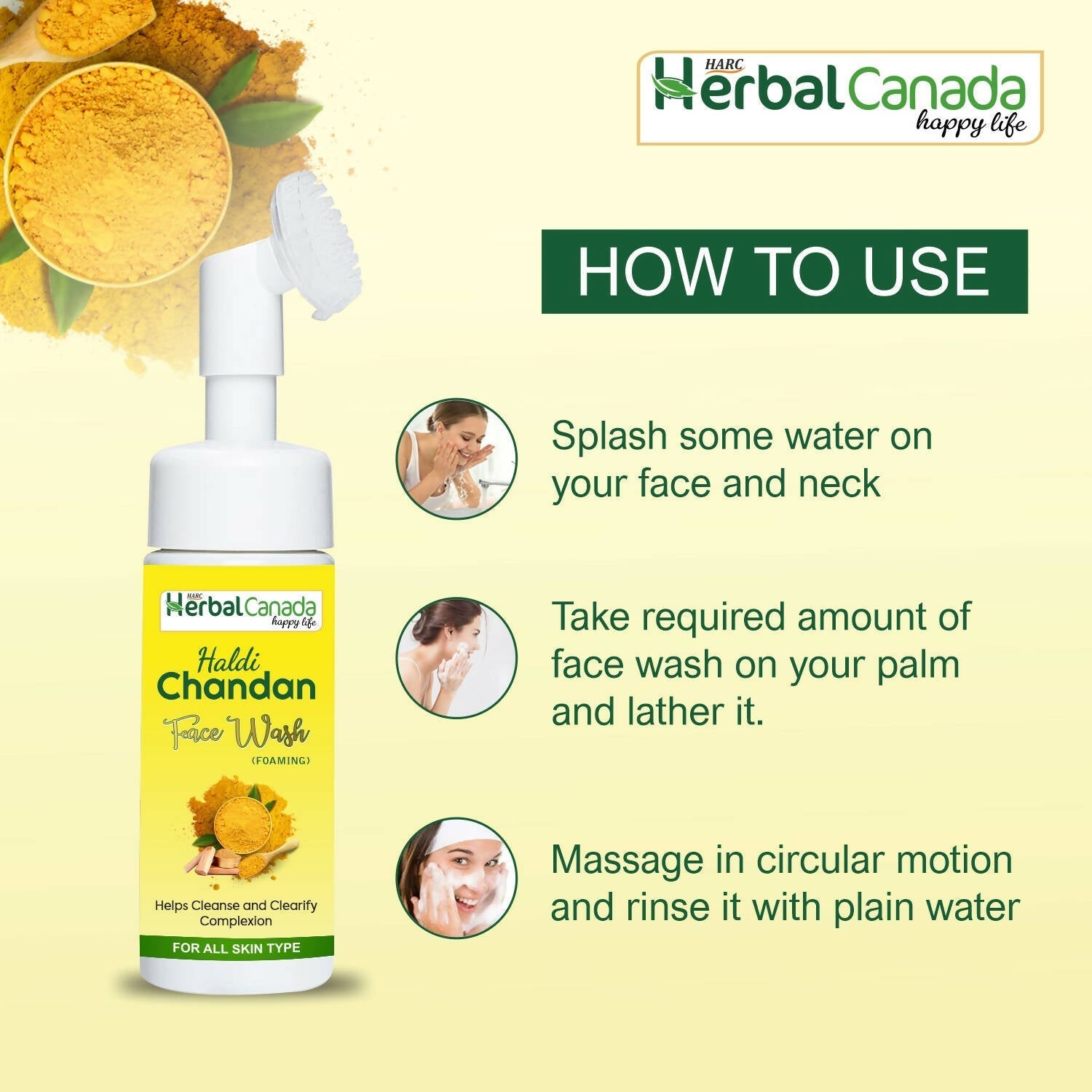 Herbal Canada Haldi Chandan Foaming Face Wash 