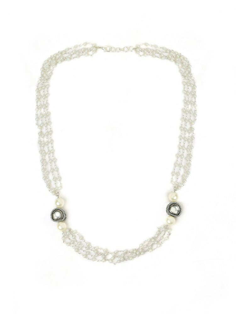 White Rhodium Plated Kundan Neckalce - Ruby Raang  Grab2Buy Ruby Raang Grab2Buy