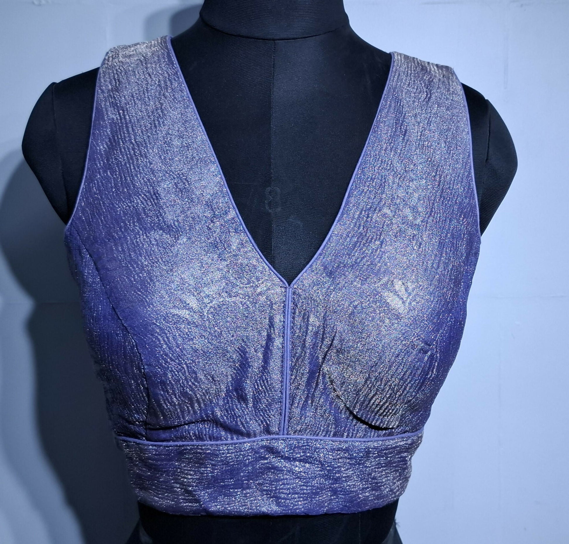 Kia Fashions Lilac Crush Tissue Self Design Readymade Blouse