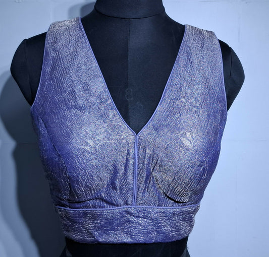 Kia Fashions Lilac Crush Tissue Self Design Readymade Blouse
