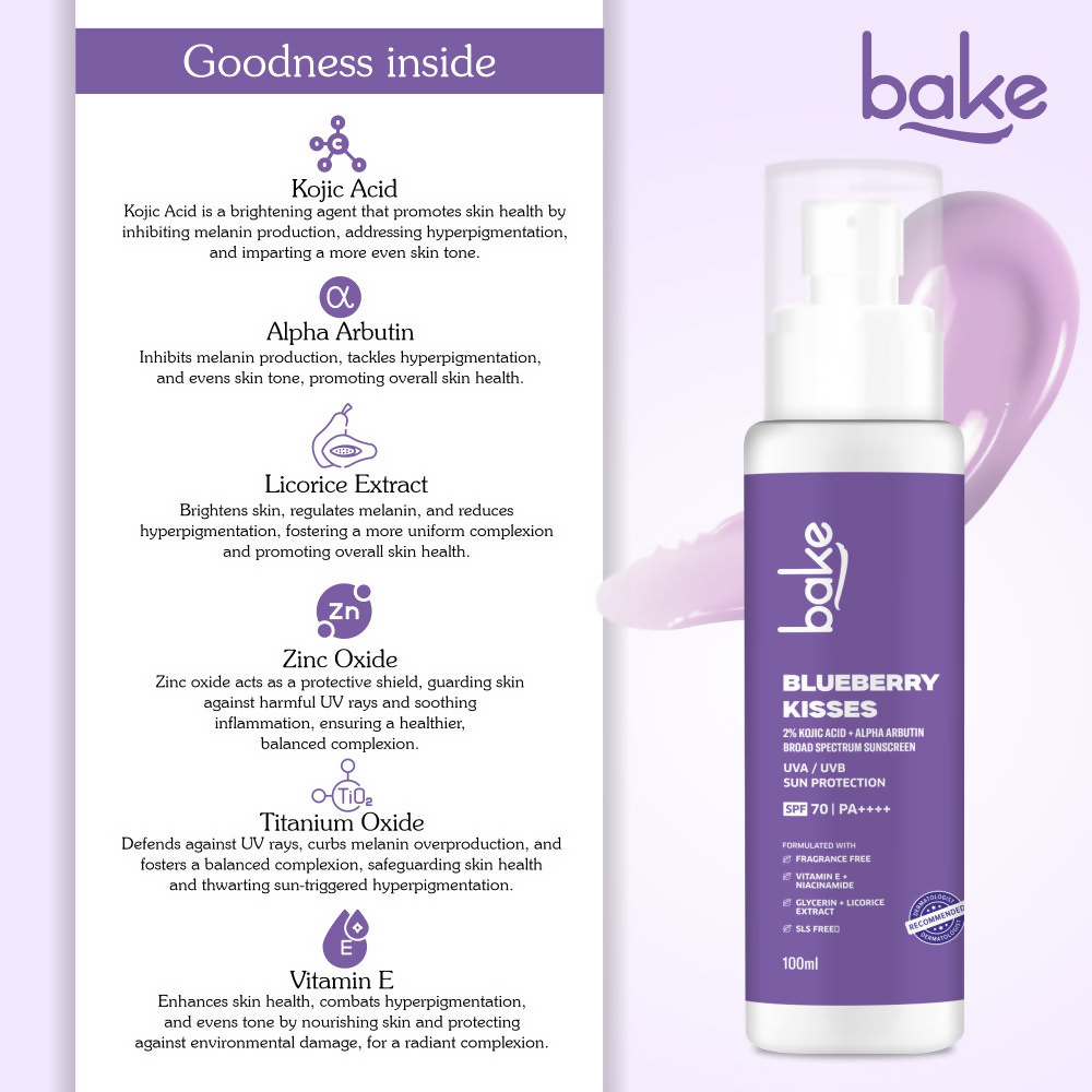 Bake 2% Kojic Acid Sunscreen Spf 70 With Alpha Arbutin & Niacinamide  Grab2Buy Bake Grab2Buy