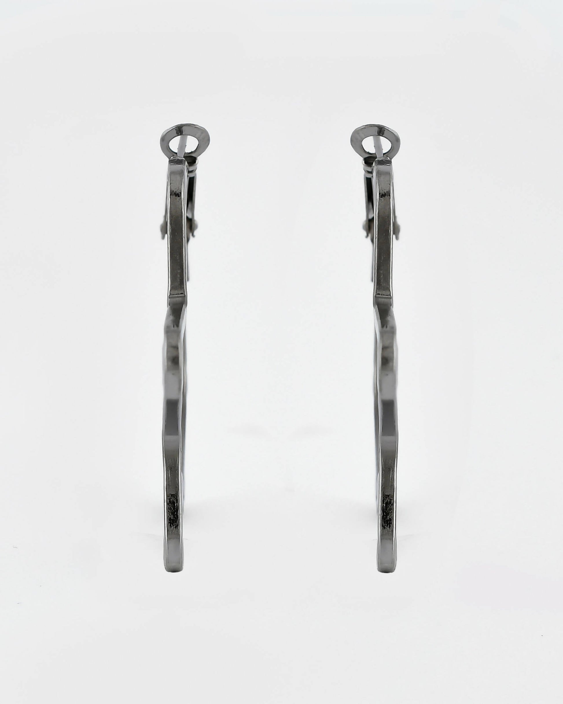 VOJ Women Rhodium Tonned Star Shape Stainless Steel Hoop Earrings - Grab2buy