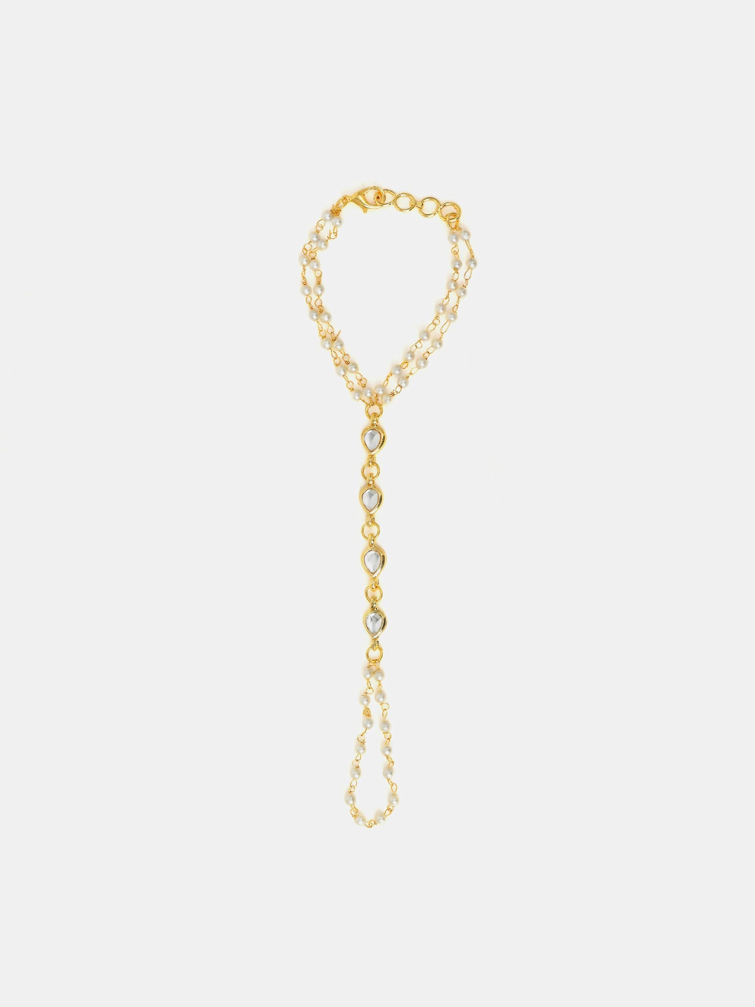 Ruby Raang Subtle Gold-Pearl Haath Phool
