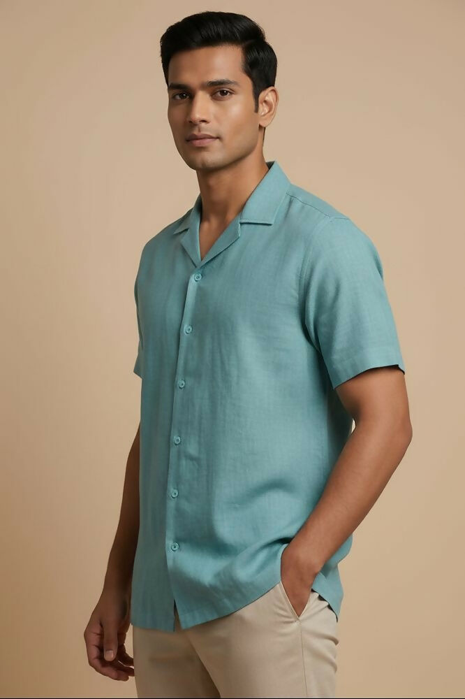 Seaform — Sea Green Linen Shirt by Hilo Design