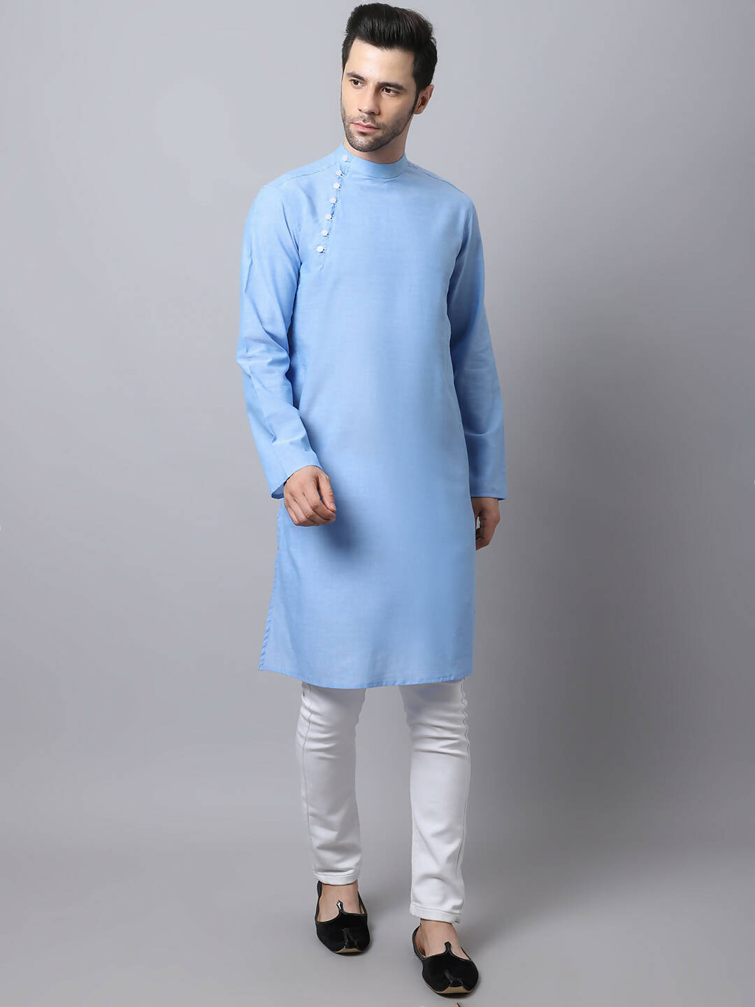 Even Apparels Blue Pure Cotton Men's Kurta With Side Placket (MMS503) 