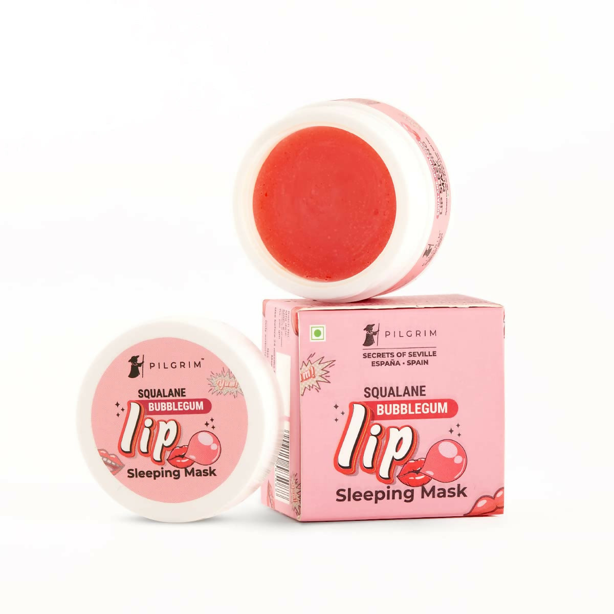 Pilgrim Spanish Lip Sleeping Mask (Bubblegum) with Shea Butter & Pomegranate For Hydrated & Soft Lips 