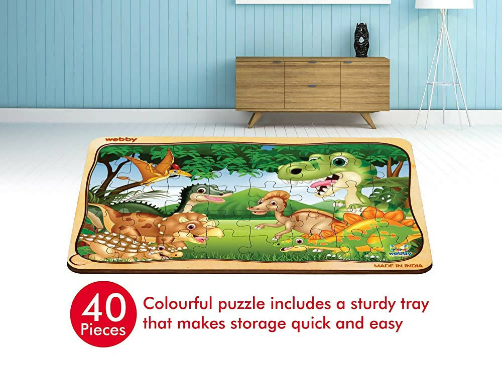Webby Dinosaurs in Jungle Wooden Jigsaw Puzzle-40 Pcs  Grab2Buy Webby Grab2Buy